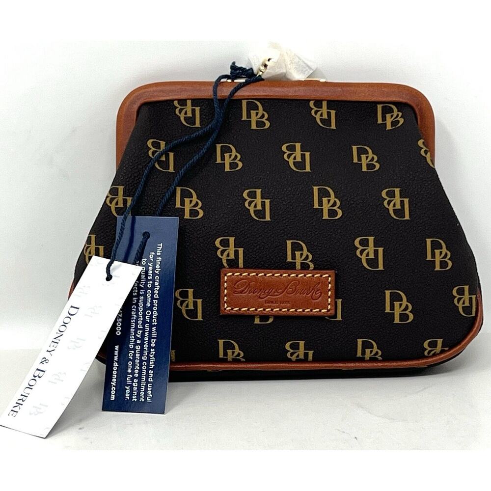 Dooney & Bourke Gretta Large Frame Purse Wallet Kiss Lock BROWN TMORO NWT Logo - Picture 14 of 16